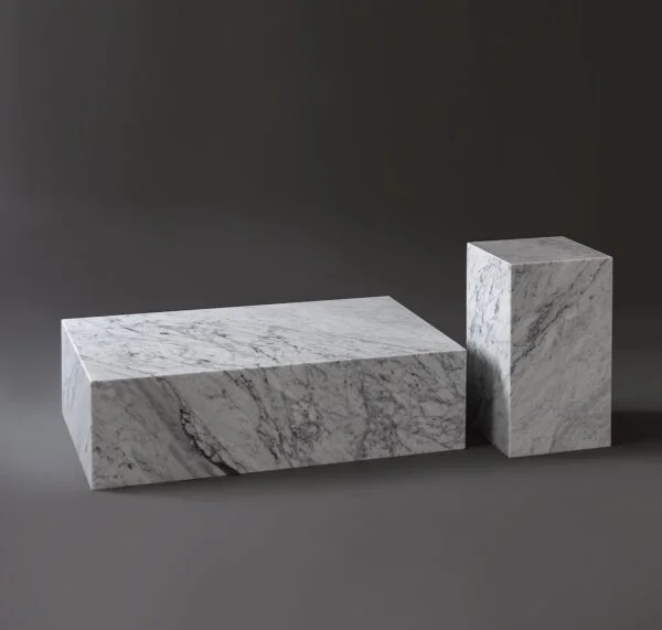Мраморный журнальный стол Carrara 100 и приставной столик Carrara 30