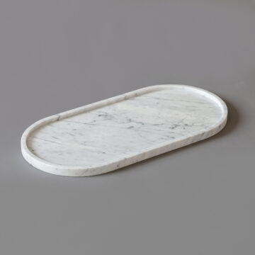 Поднос декоративный из мрамора Bianco Carrara